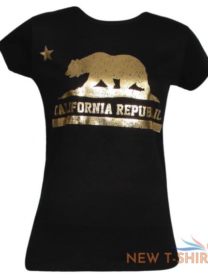 womens black short sleeve gold california republic t shirt 0.jpg