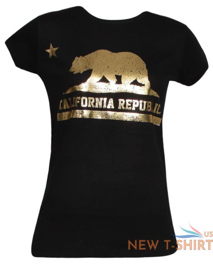 womens black short sleeve gold california republic t shirt 0.jpg