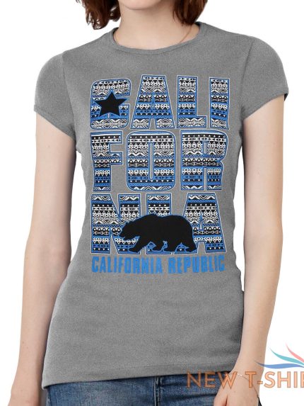 womens california republic blue tribal pattern black t shirt 0.jpg