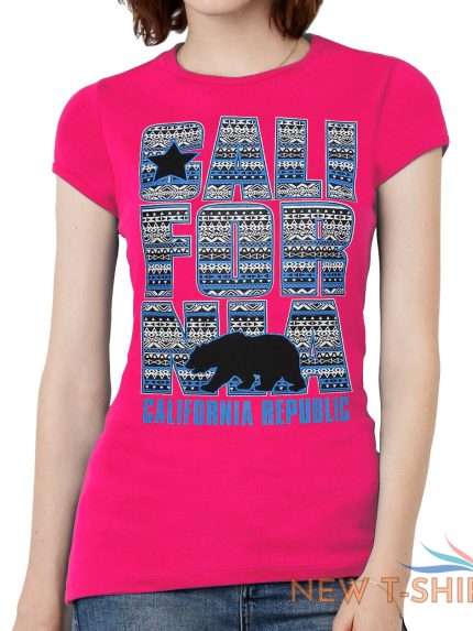 womens california republic blue tribal pattern black t shirt 1.jpg