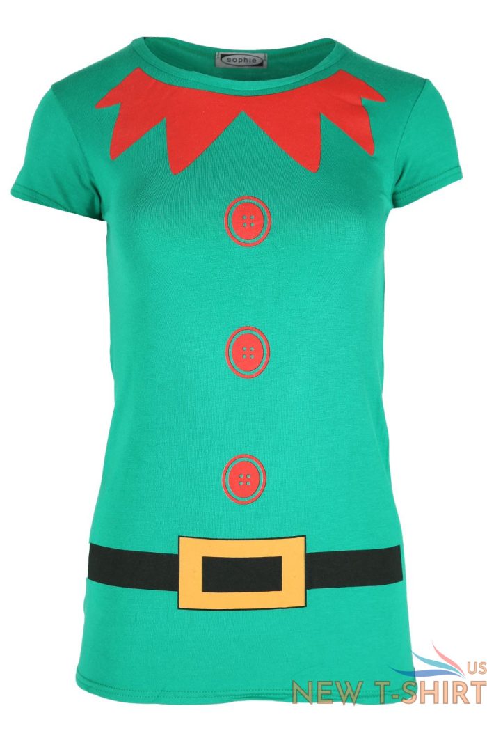 womens christmas t shirt ladies elf costume xmas cap short sleeve jersey top 3 2.jpg