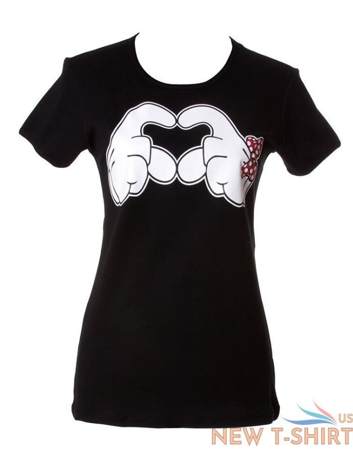 womens heart hand symble black short sleeve t shirt 0.jpg