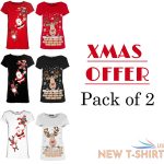 womens ladies christmas printed cap sleeve xmas basic casual t shirt top 2 combo 0.jpg