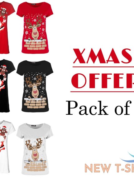 womens ladies christmas printed cap sleeve xmas basic casual t shirt top 2 combo 0.jpg