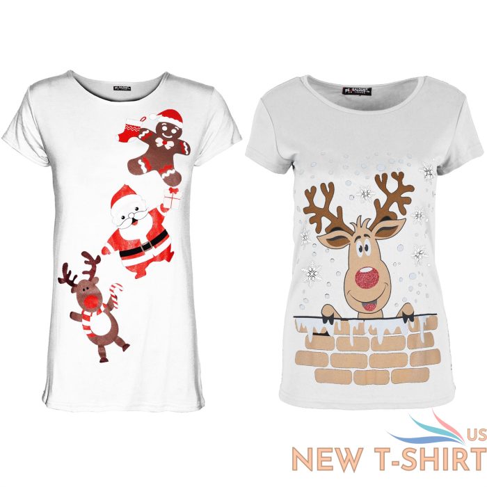 womens ladies christmas printed cap sleeve xmas basic casual t shirt top 2 combo 3.jpg