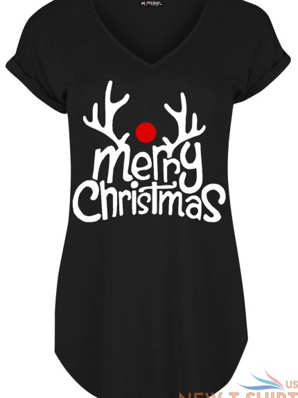 womens ladies xmas curved hem turn up cap sleeve christmas v neck basic t shirt 1 1.jpg