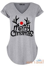 womens ladies xmas curved hem turn up cap sleeve christmas v neck basic t shirt 2 1.jpg