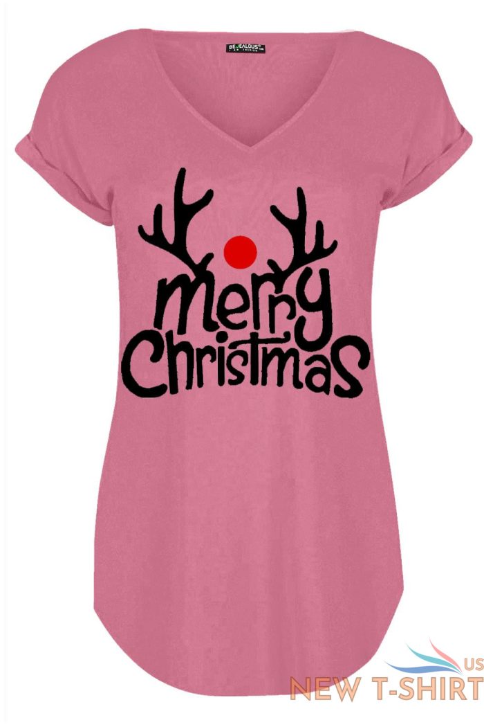 womens ladies xmas curved hem turn up cap sleeve christmas v neck basic t shirt 4 1.jpg