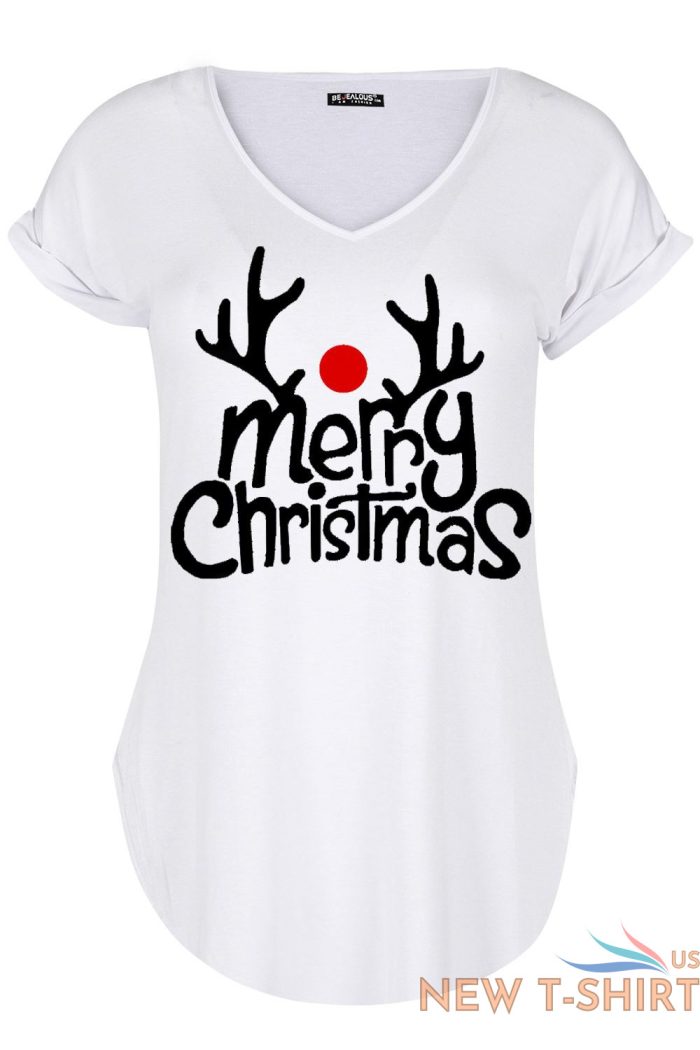 womens ladies xmas curved hem turn up cap sleeve christmas v neck basic t shirt 5 1.jpg