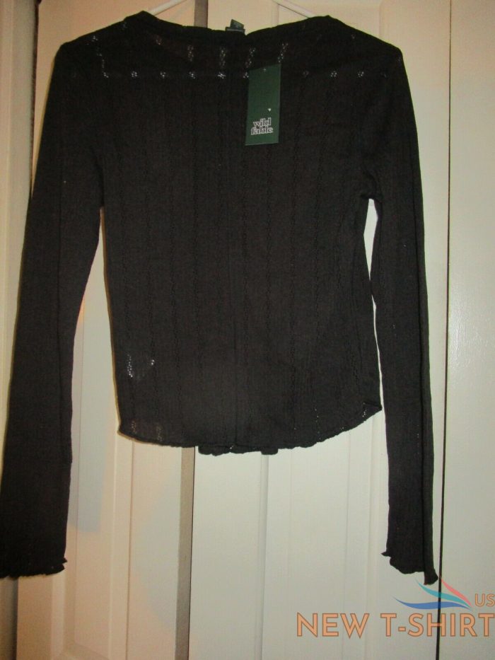 womens long sleeve henley t shirt wild fable black pointelle m medium 1.jpg