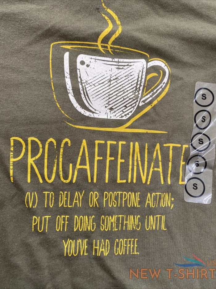 womens procaffinated t shirt funny saying cute graphic tee small coffee 1.jpg