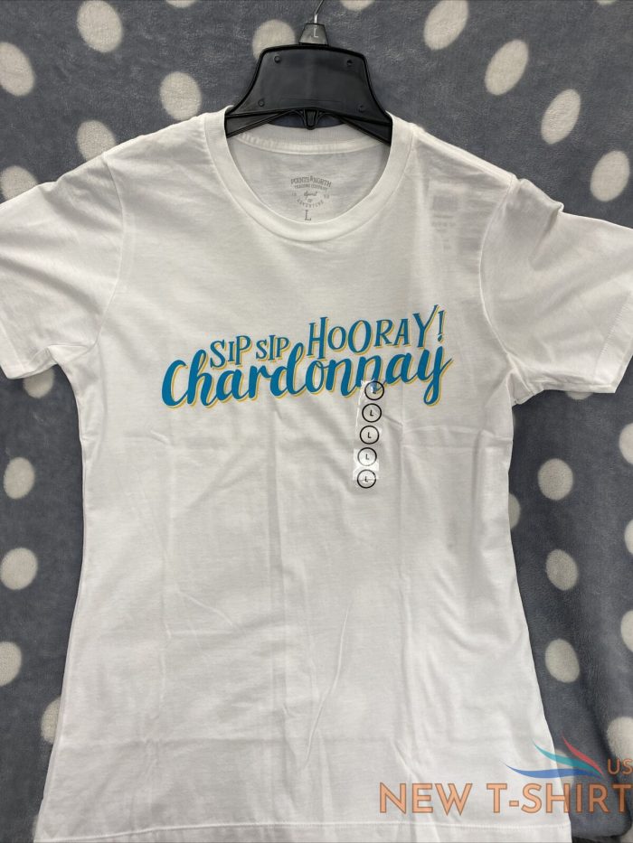 womens sip sip hooray chardonnay t shirt funny saying cute graphic tee large 0.jpg